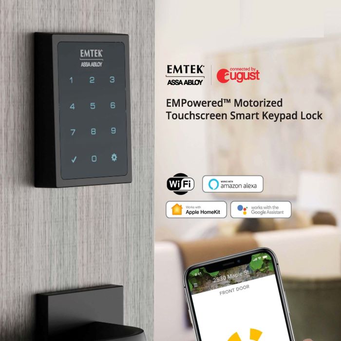 Emtek EMPowered Touchscreen Deadbolt Felts Lock & Alarm